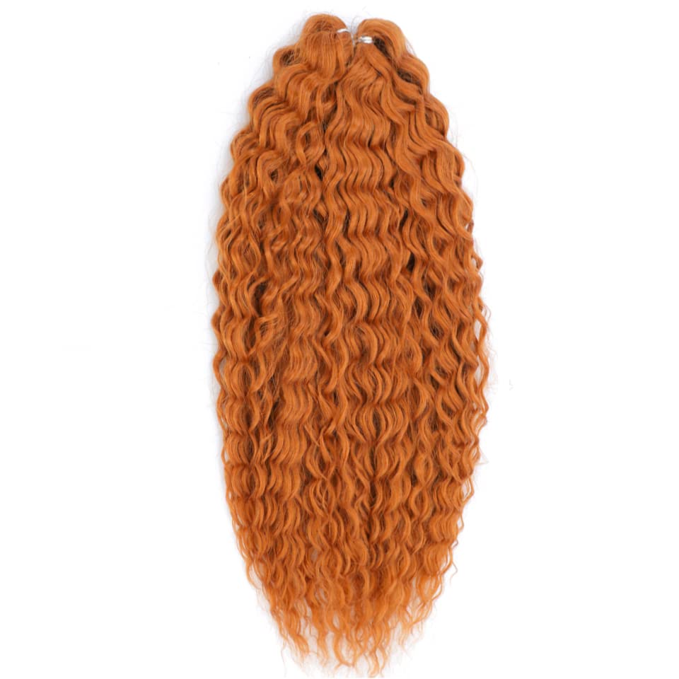 PORSMEER 3 Packs 22 Inch Water Wave Twist Crochet Hair Orange for Butterfly Locs Crochet Braids Bohemian Hair Extensions Pre-Looped Synthetic Hair Extensions for Women.