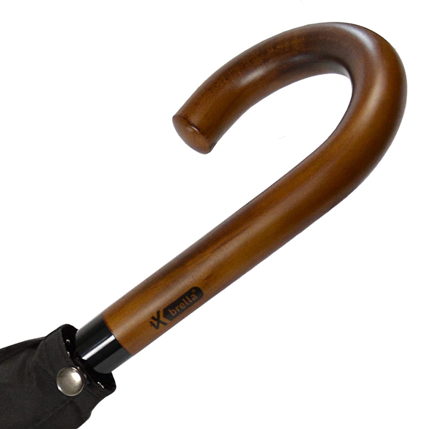 iX-brella men's automatic umbrella with genuine wood crook handle in black