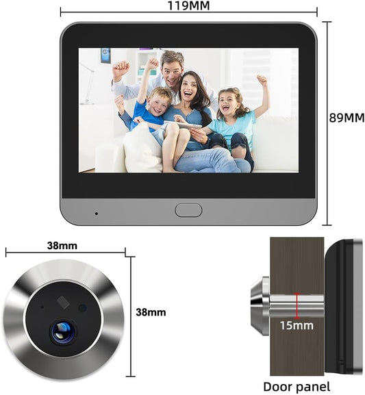 TKSTAR peephole surveillance camera wireless WiFi mobile phone transmission with APP recording + motion sensor night vision with 5000mAh battery + 4.3" display monitor