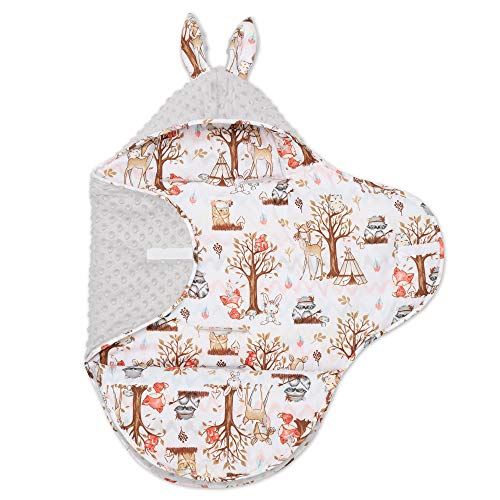 EliMeli car seat canopy for baby - winter blanket for car seat, strollers, and prams with filling, universal footmuffs for Maxi Cosi, stroller blanket (gray - forest friends)