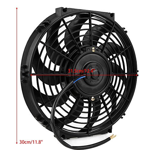 Universal radiator fan cooler 12 inch electric fan engine fan electric intercooler fan car made of ABS and steel (12V 80W)