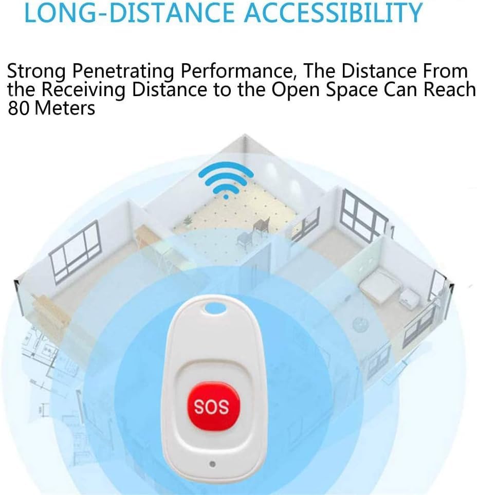 ALEENFOON Home Wireless Mobile Alarm Emergency Call Button Home Alert Panic Alarm Rechargeable Wireless Alarm for Elderly Children Disabled Pregnant (1 to 2)