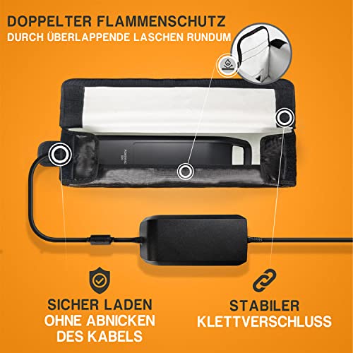 WHEELOO Ebike battery bag up to 41 cm I safe charging thanks to cable outlet I battery safety bag in two sizes I for storage, transport, charging.