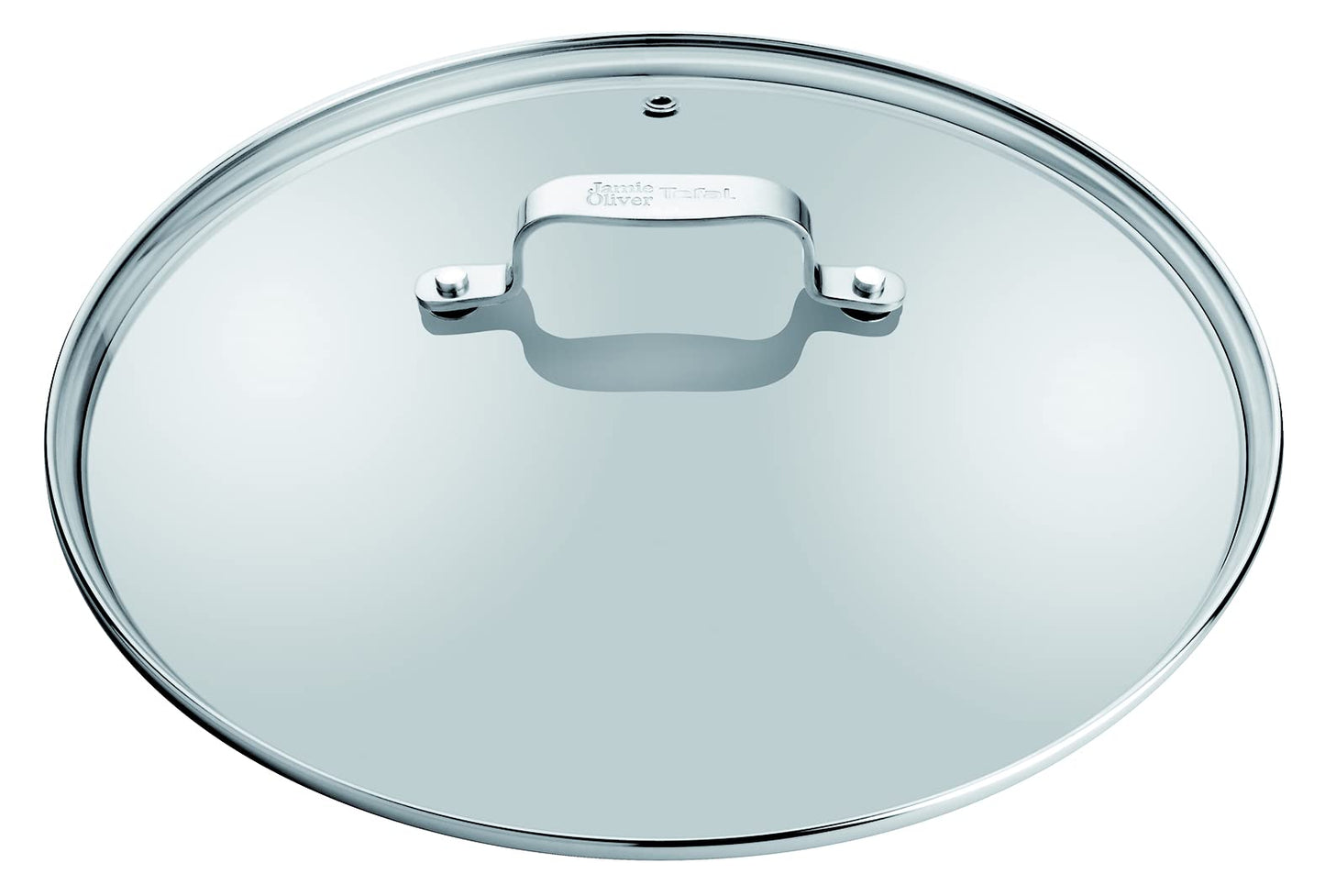 Jamie Oliver by Tefal pan and pot lid 28cm, glass lid with stainless steel rim, steam vent, overflow protection, dishwasher safe, exclusive Jamie Oliver engraving on the lid handle, B89987