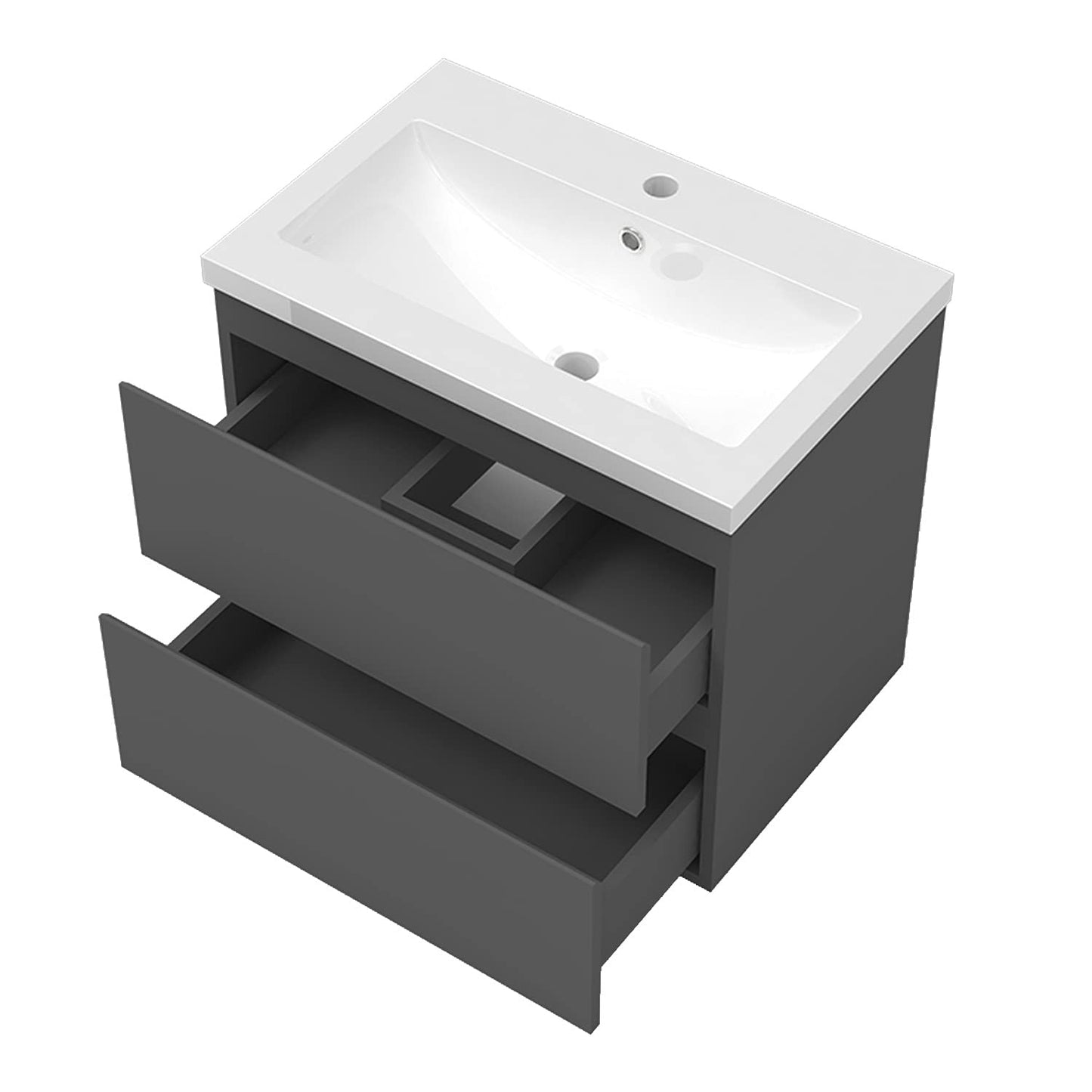 Vanity unit with cabinet 60 cm bathroom furniture set with washbasin mineral cast guest WC anthracite matt