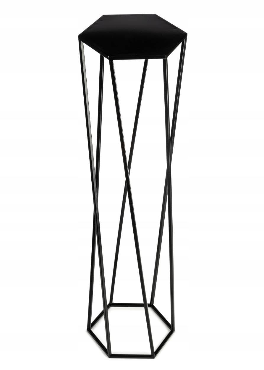 HowHomely Black Metal Flower Stand 100 cm Tall - Sturdy Hexagonal Flower Pot Stand - Loft-style Plant Stand for Indoor Decoration.