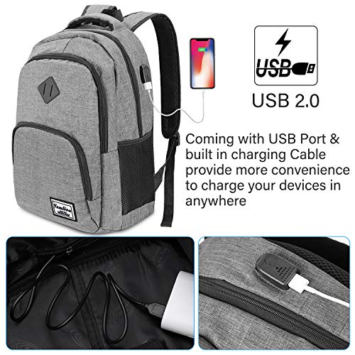 YAMTION backpack with laptop compartment, USB charging port for students and men. Ideal for school and work, 35L capacity.