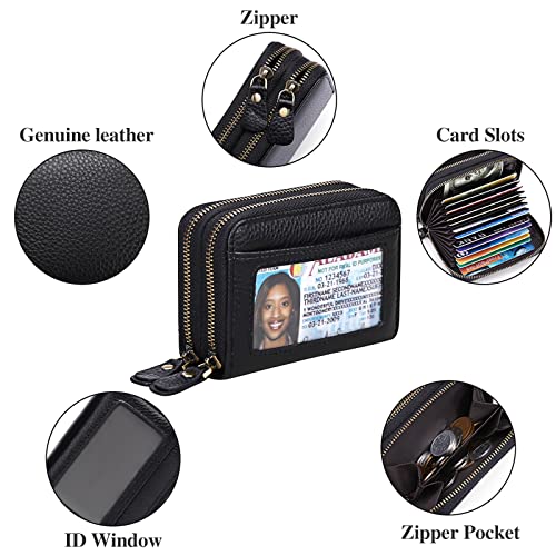 GAEKEAO women's small wallet made of genuine leather, wallet for women with RFID protection, mini women's purse with coin pocket zipper wallet card holder with many card slots.