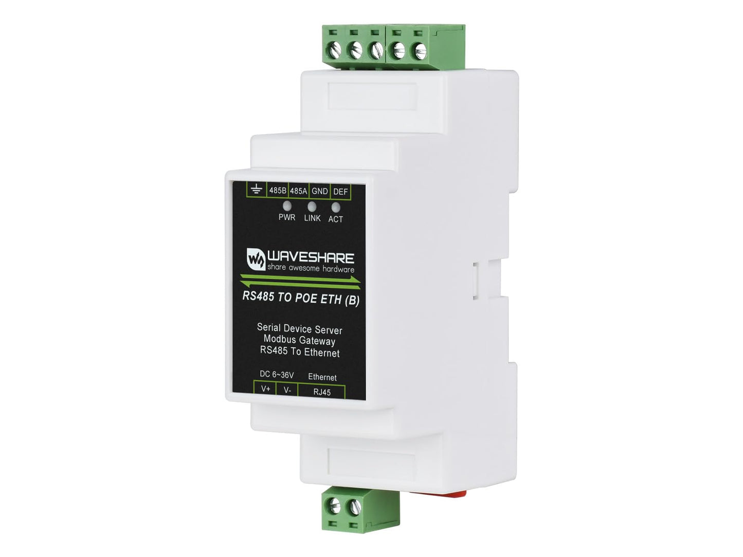Industrial RS485 to Ethernet Serial Server Modbus Gateway MQTT Gateway TCP/IP to Serial Module, Supports PoE Ethernet Port power supply, with power and signal isolation protection, rail mounting.