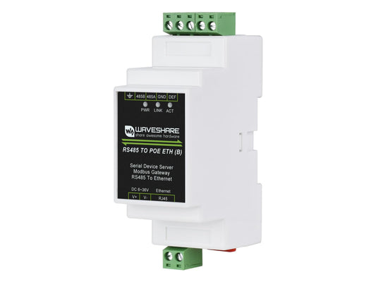 Industrial RS485 to Ethernet Serial Server Modbus Gateway MQTT Gateway TCP/IP to Serial Module, Supports PoE Ethernet Port power supply, with power and signal isolation protection, rail mounting.