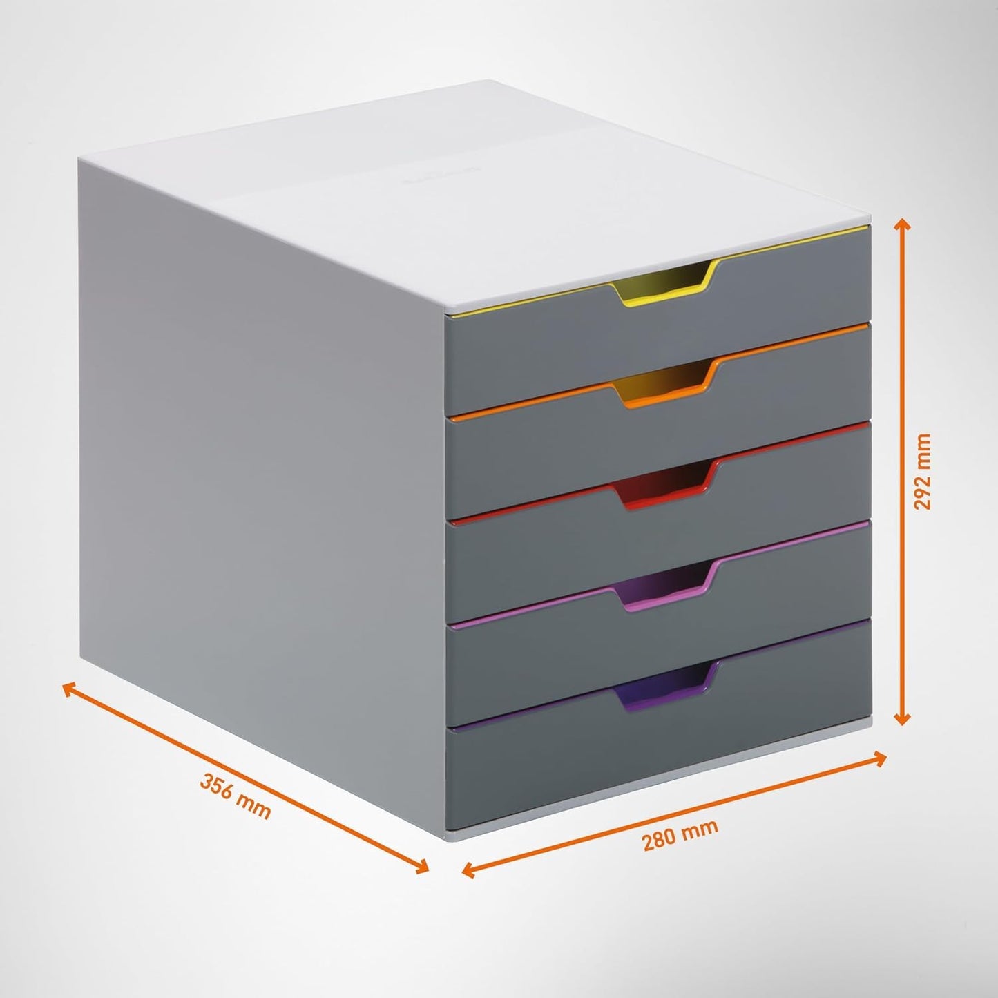 Durable A4 Drawer Box (Varicolor) Storage Box with 5 compartments, includes labels for labeling, colorful, 760527