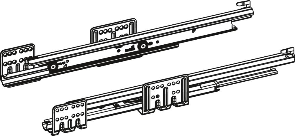 Hettich 9240931 ArciTech full extension slides Actro Silent 19mm NL 500mm 40kg left/right Push to Open, Load Capacity 450mm, Silver, Load: 40 kg