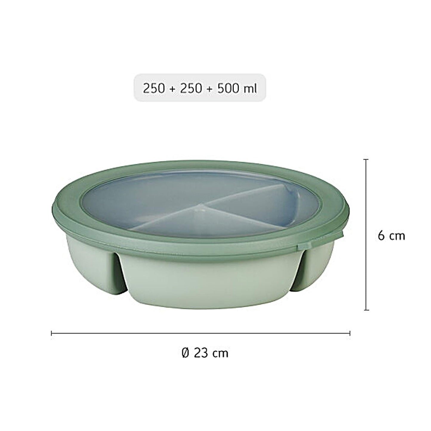 Mepal - Bento bowl starter set with microwave lid, multipurpose tray with 3 compartments, round Cirqula - airtight storage container - meal prep boxes & food storage containers - Vivid blue