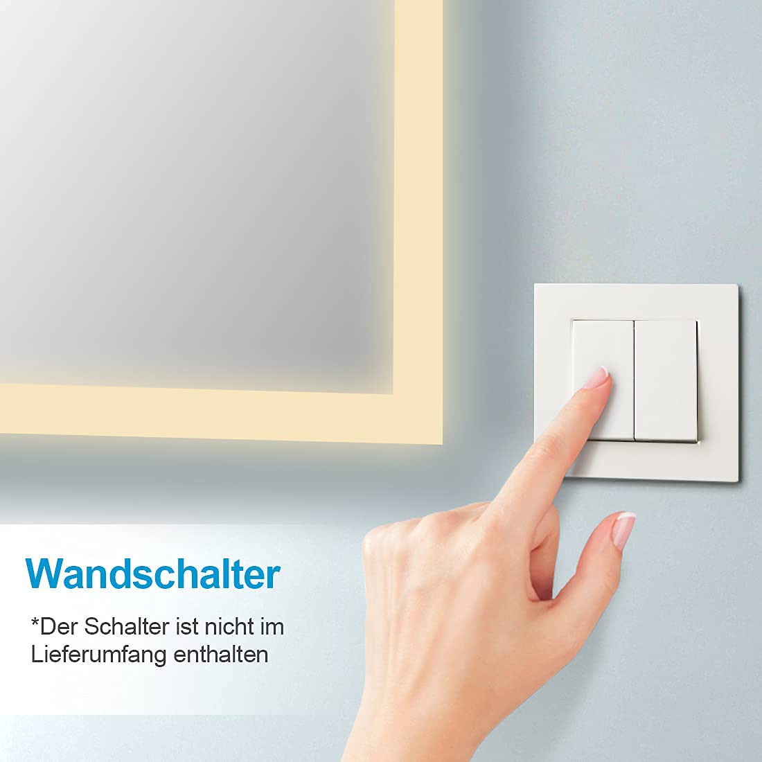 HeilMeta bathroom mirror with LED lighting 80x60cm, bathroom mirror 3000K warm white light, wall mirror with lighting, vertical/horizontal installation.