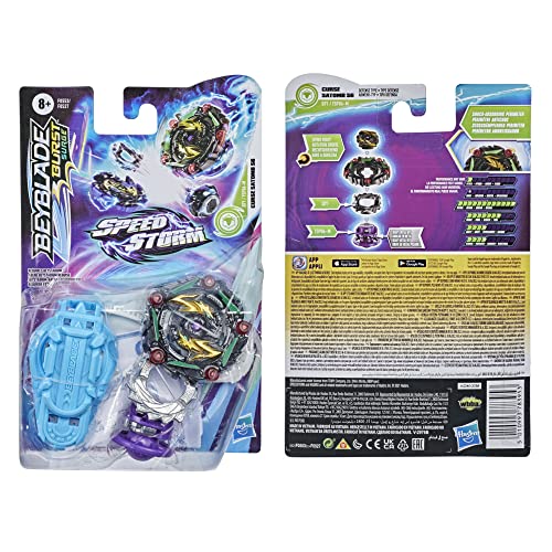 Hasbro Beyblade Burst Surge Speedstorm Curse Satomb S6 Top Starter Pack – Defense Type Battle Top with Launcher, Toy for Kids