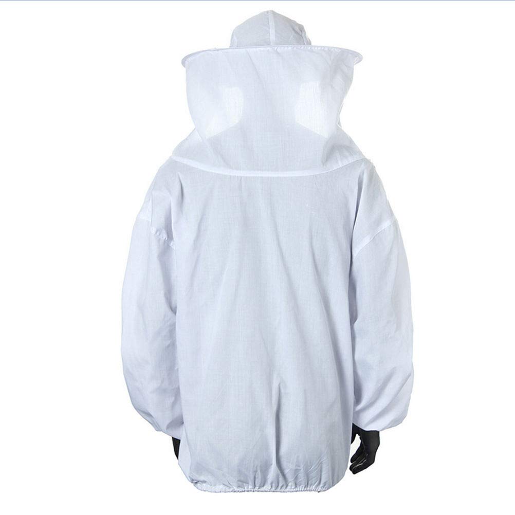 Amacoam Beekeeping Suit Beekeeper Jacket with Hat Professional Beekeeper Clothing Beekeeper Beekeeper Professional Beekeeper Beehive Protection Hat Bee Suit with Zipper for Beekeepers Bee Keepers (White)