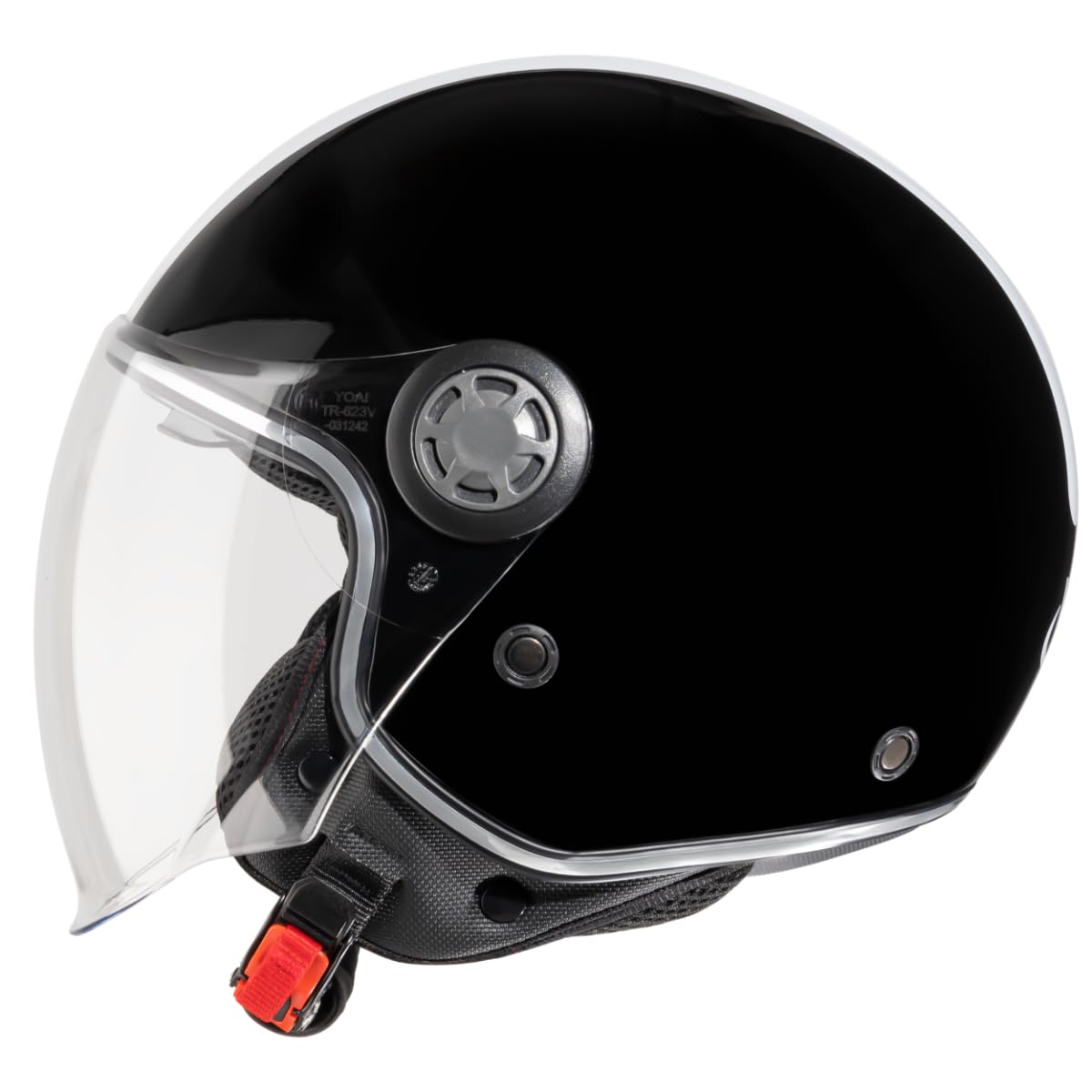 VINZ Parchi Jet Helmet with Dual Visor | Scooter Helmet Fashion Helmet with Stripes | Available in sizes XS-XXL | Jet helmet with sun visor | ECE 22.06 Certified | Motorcycle Helmet with Visor - Black
