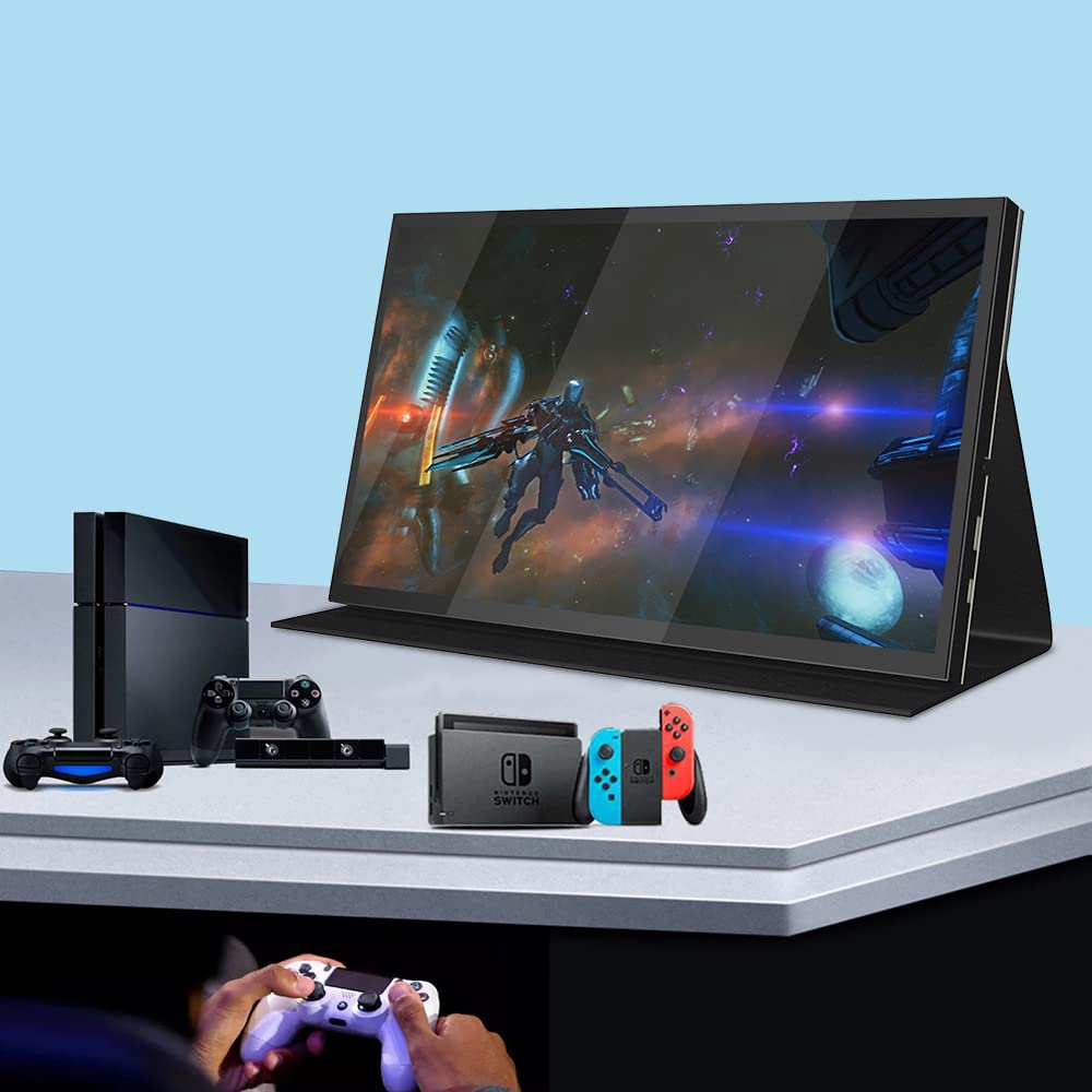 Jun-Saxifragelec Portable Monitor 10.1 inch IPS Touch Screen 1024 * 600, gaming monitor with stand, for Raspberry Pi screen