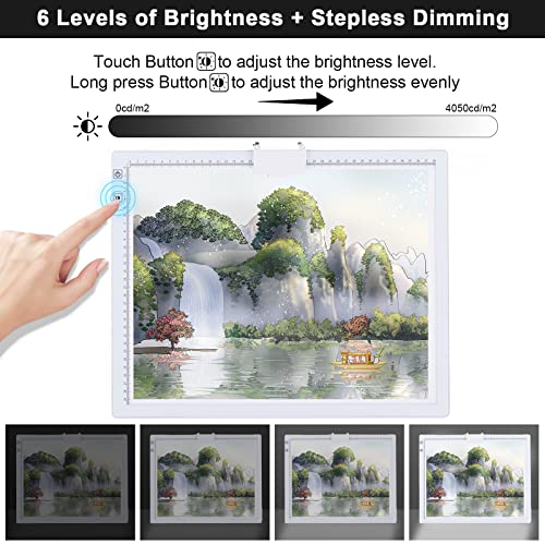 A3 Light Box, LED Light Pad 3000-6500K Dimmable, 2500mAh Rechargeable Lightboard for Diamond Painting, Drawing, Painting, Animation, Sketching, with Stand
