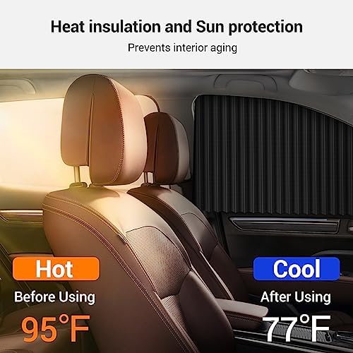 ZATOOTO Car Side Window Sunshade - Magnetic Privacy Sunshade Window Curtain keeps cooler screen for baby sleep cover, black (2 pieces)