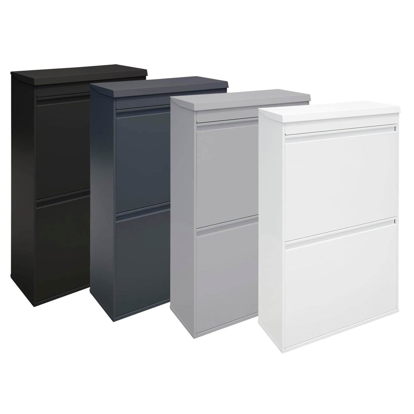 ARREGUI Top CR621-B steel recycling system with storage box and lid | 4 compartments kitchen trash can | 4x17 L (68 L) | Removable inner buckets with handle | white