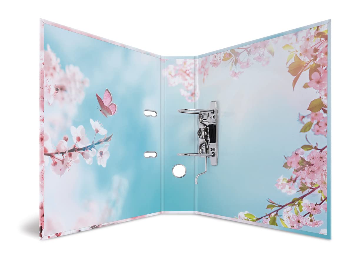 HERMA A4 Cherry Blossom Flower Set, 10 pieces, 7 cm wide, Kids Ring Binder with plant motif, colorful file folder with interior print for boys and girls