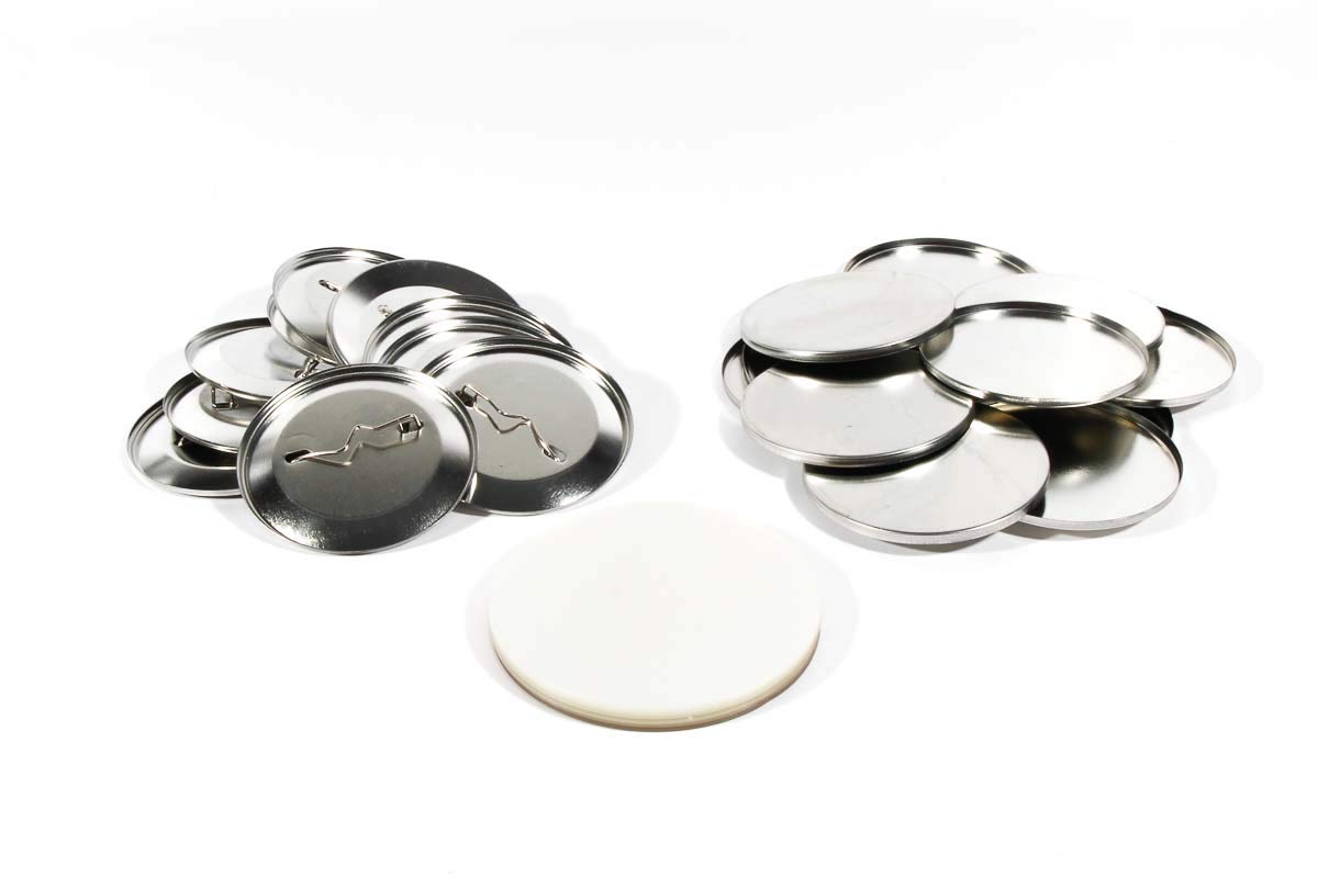 59mm button blanks including safety pin (500 pieces) compatible with Badgematic button machine.