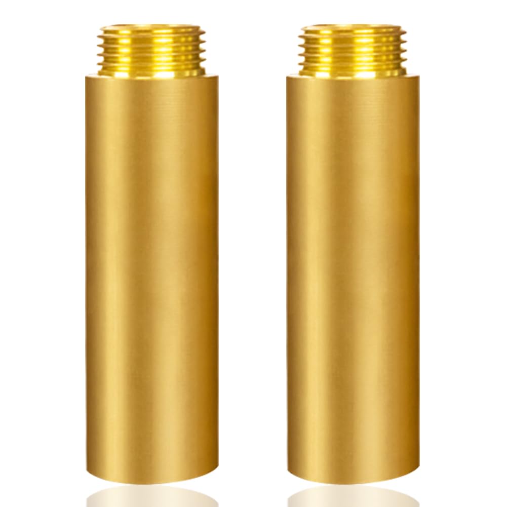 2 pieces of brass faucet extension 3/4 inch x 80 mm, DN20 thread extension, 3/4" female thread x male thread, 80mm brass extension fitting, connection extension for drinking water and heating installation.