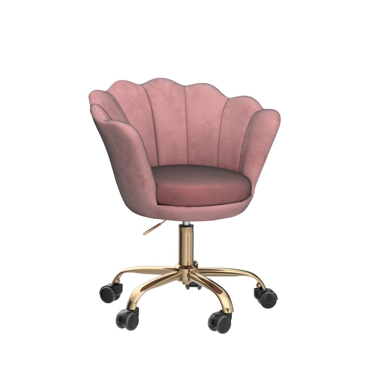 Wahson velvet office chair with wheels and adjustable height, suitable for bedroom/vanity desk. Available in pink.