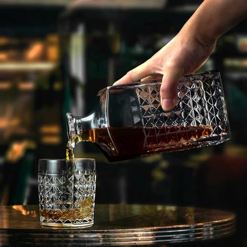 Lighten Life Whiskey Decanter, 1000 ml crystal decanter with stopper in gift box, lead-free whiskey carafe whiskey bottle, premium Scotch decanter for whiskey, bourbon, bourbon decanter for men.