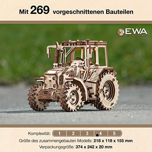 Tractor Wood Model Kit - DIY 3D Puzzle for Adults & Teens 14+ - Wood Puzzle for Adults & Teens with No Glue - Belarus-82 Tractor Model Wood Kit, EWA Eco-Wood-Art, 269 Pieces