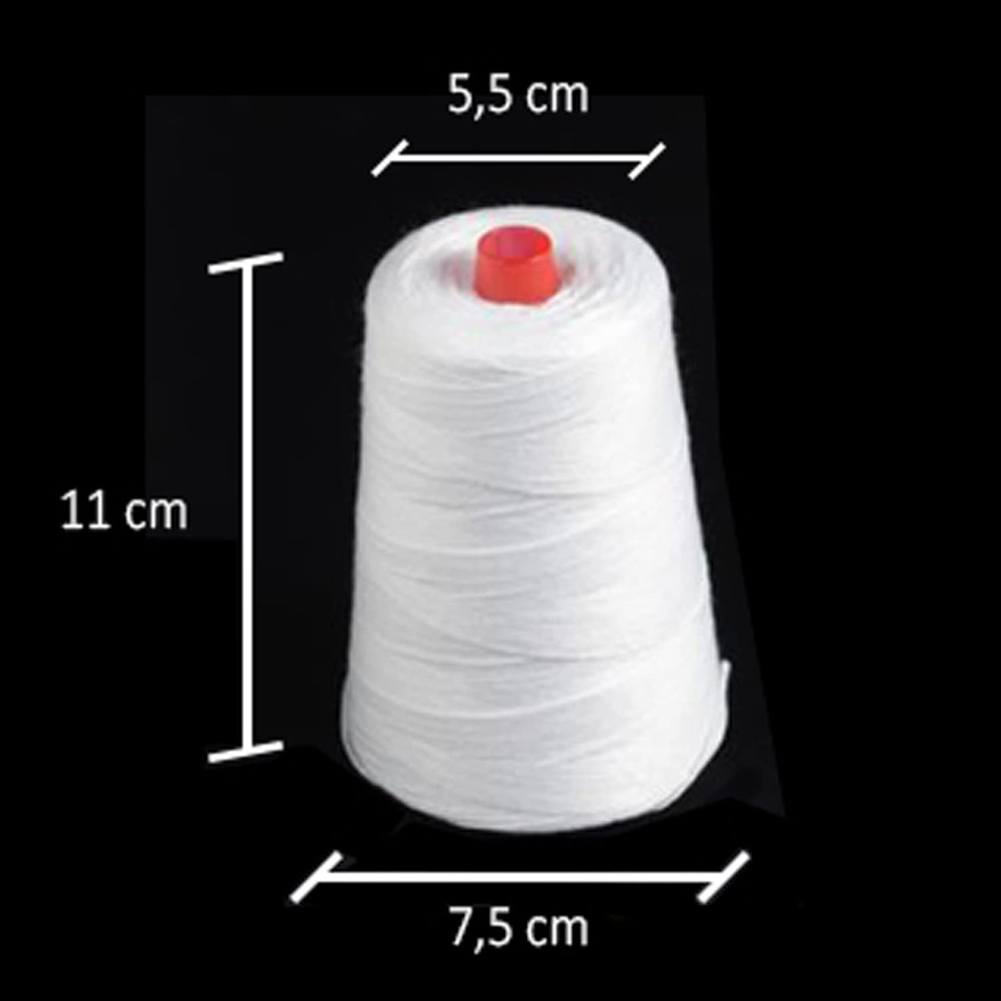 PAMPOLS pack of 5 rolls of thick polyester yarn for bag sewing machine | High strength rope for closing | Bags 5 cones of 20/4 of 200gr | White (White)
