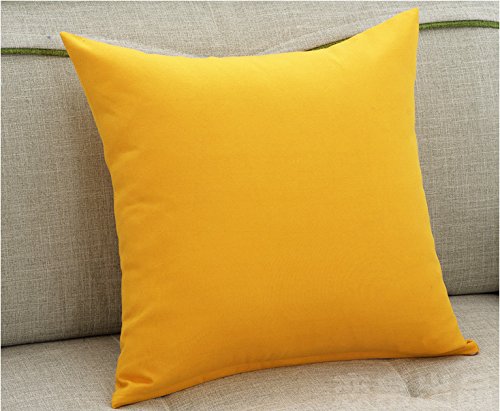 WOLTU® 8X Pillowcase Cushion Cover 100% Cotton with Zipper, 8 Pack Sofa Cushion Decorative Pillow Case Cover, 60x60 cm, Yellow