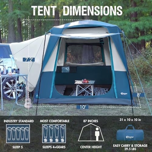 Portal Rear Tent 4-5 Person 2-in-1 Car Tent Camping 2000mm Waterproof Camping Tent with Tailgate for Camping, Outdoor, Hiking