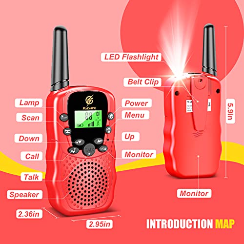EUCOCO Walkie Talkie for Kids (Bright Red)