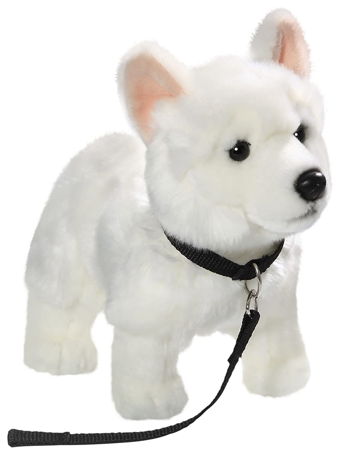 Carl Dick White German Shepherd with leash standing, dog, plush toy, cuddly toy approx. 26cm long, approx. 22cm high 3485