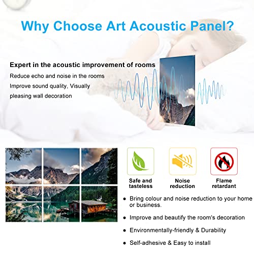 JBER JBER Art Acoustic Panels, 6-pack self-adhesive large wall art paintings for wall decoration, sound-absorbing panels for recording studio, living room, and bedroom, 72x48inchMountain Cabin