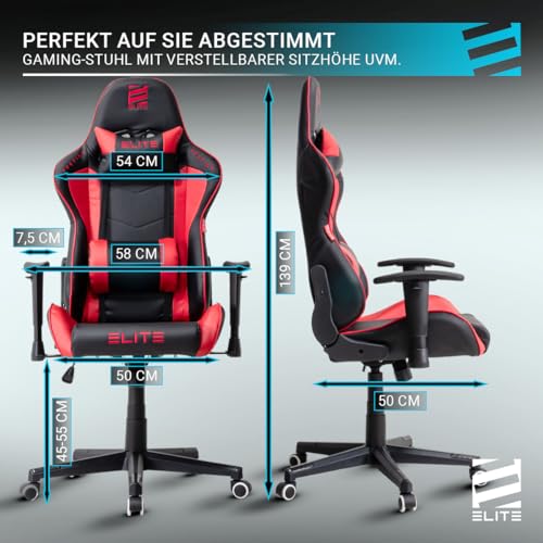 ELITE Gaming Chair MG200 Destiny | Ergonomic Office Chair - Desk Chair - Executive Chair - Armchair - Racing Gaming Chair - Gaming Chair - Swivel Chair - Chair - Faux Leather Sport Seat (Black/Blue)