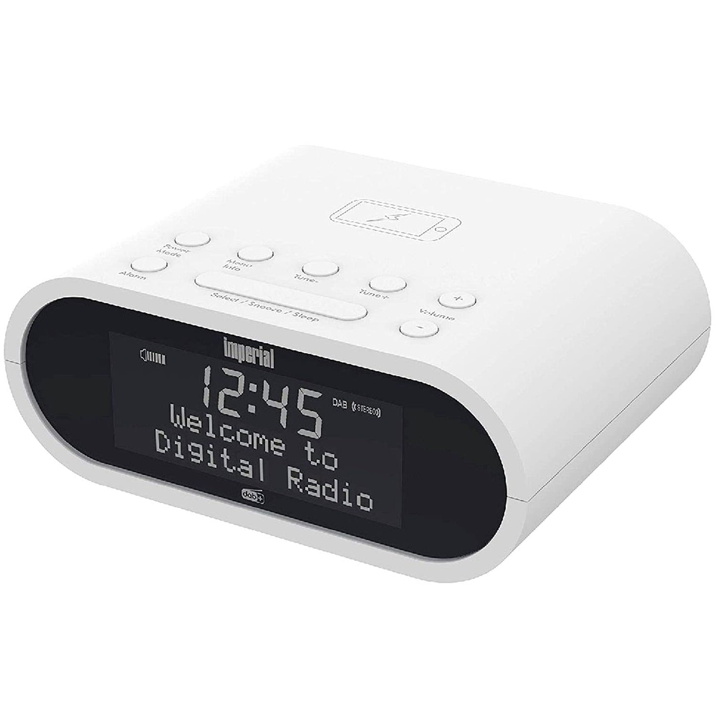 Imperial DABMAN d20 radio alarm clock (DAB+ / DAB/FM, mono, alarm, clock radio, wireless charging function, favorite memory) white.