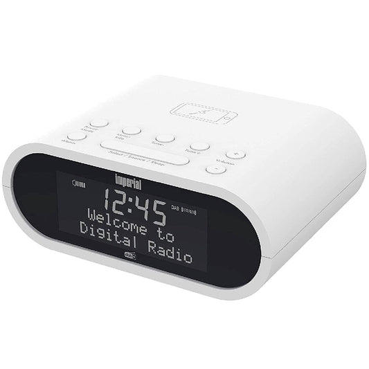 Imperial DABMAN d20 radio alarm clock (DAB+ / DAB/FM, mono, alarm, clock radio, wireless charging function, favorite memory) white.
