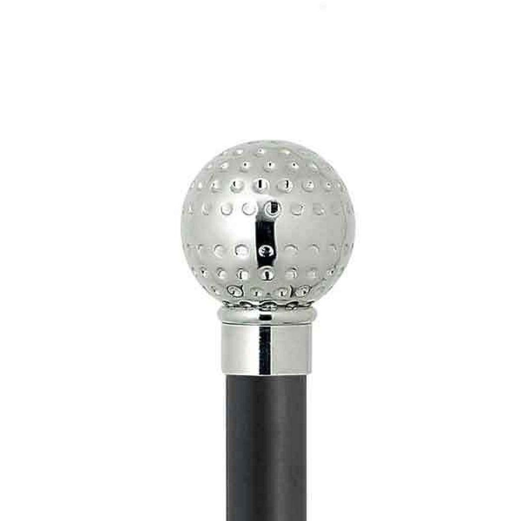 DELFA Design shoe horn 70 cm with silver golf ball handle - black wooden shaft with loop - the elegant dressing aid
