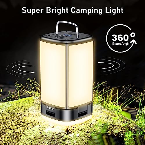 Blukar LED Camping Lantern, Super Bright 116 LEDs Camping Lantern with 7 Light Modes, USB C Rechargeable 10+ Hrs Operating Time, Multifunctional Emergency Light Tent Lamp for Camping, Hiking-Black