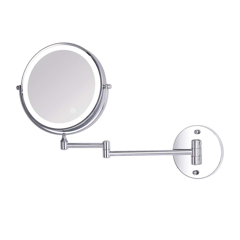 Loywe Illuminated Makeup Mirror 10x with LED Lighting Wall Mount Touchscreen for Bathroom, Beauty Studio, Spa, and Hotel EU Plug, LW70