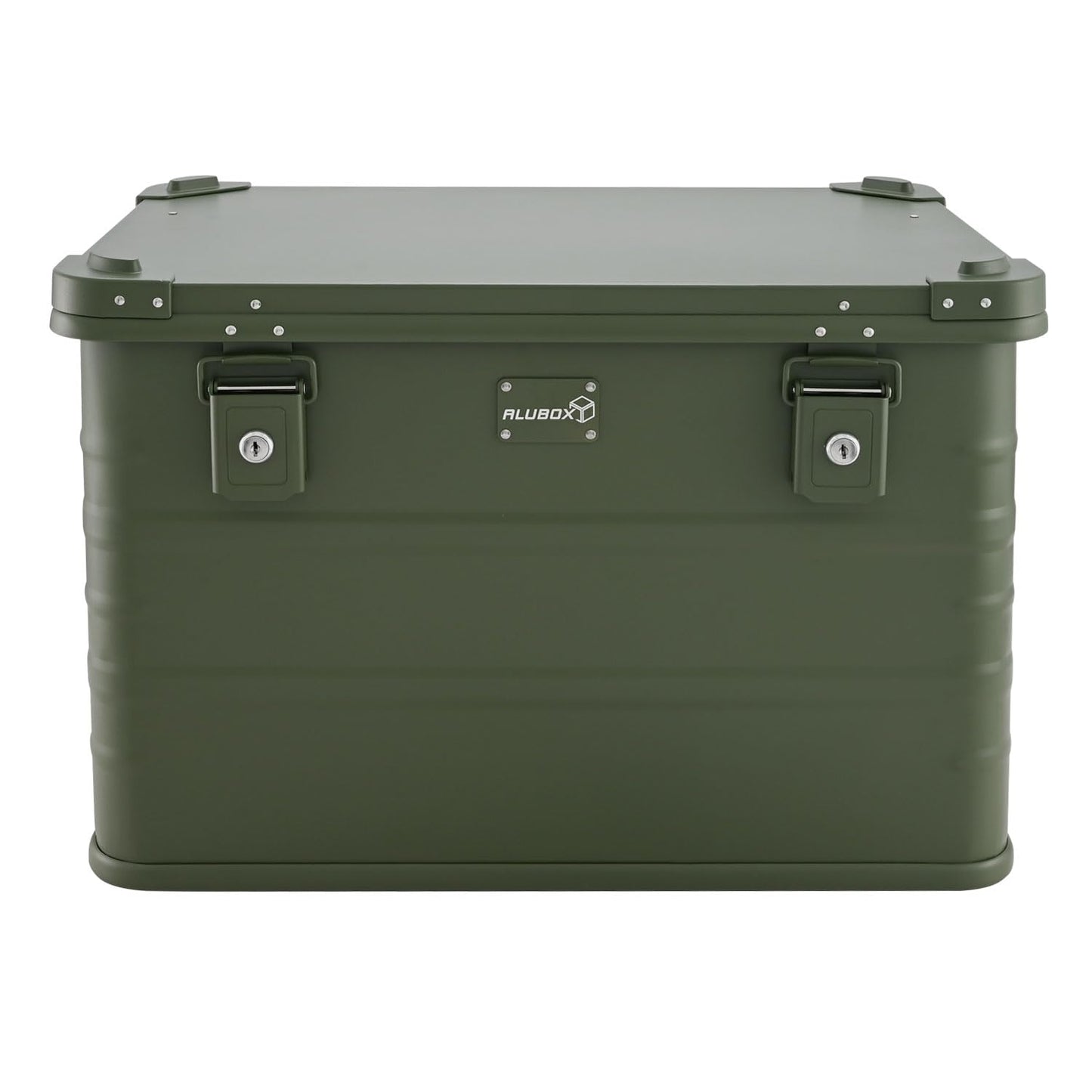 Aluminum box lockable E78G OLIVE GREEN - Premium storage box 78 liters - Material thickness 1mm - Lid with aluminum die-cast stacking corners and rubber seal - including locks - painted