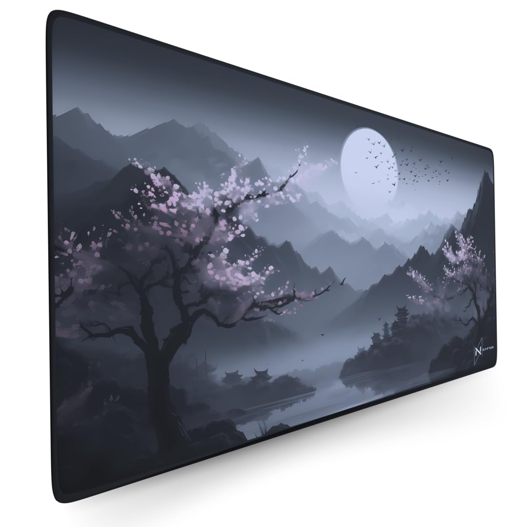 Nyfter - Premium Sakura V3 Gaming Mousepad XXL, 900x500mm, wave-free with extra stitched edges.