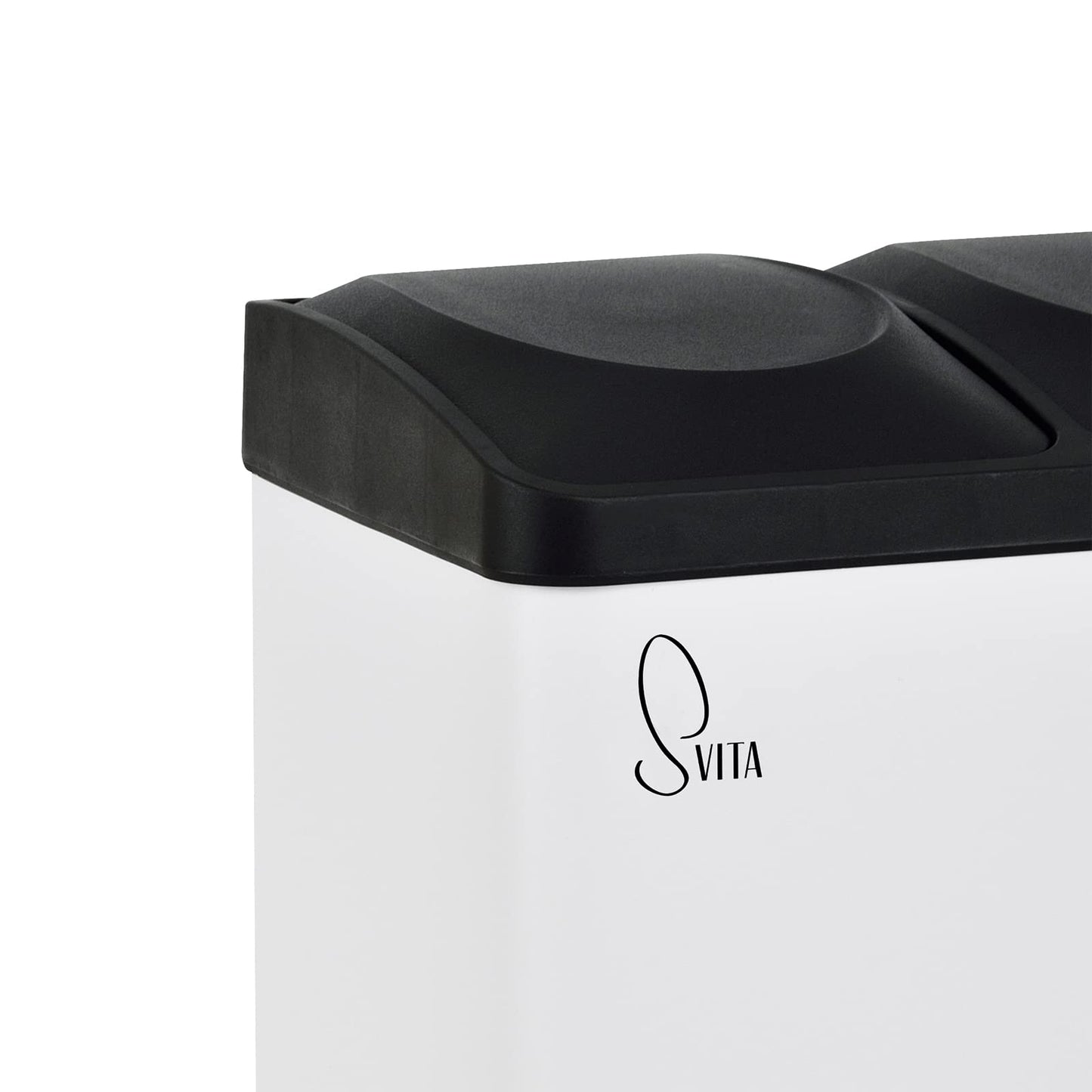 SVITA TC2X20 Kitchen Bin 40L Capacity 2x20L Trash Bin 2 Compartment Garbage Can Waste Separation Step Bin Steel White