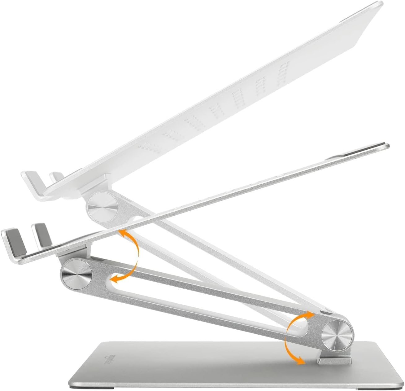 Amazon Basics Adjustable Ergonomic Laptop Stand with Heat Dissipation, continuous height and angle adjustment, ideal for laptops up to 17.3 inches, 27.9 x 23 x 5.6 cm, Silver