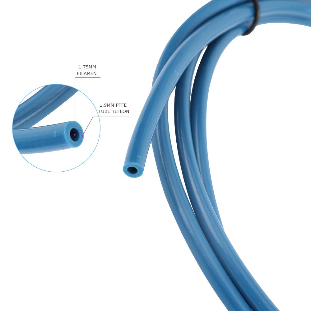 Sovol Capricorn PTFE tube blue tube 2 meters with 3 pieces PC4-M6 pneumatic fittings and 3 pieces PC4-M10 connectors for 3D printers 1.75mm filament.