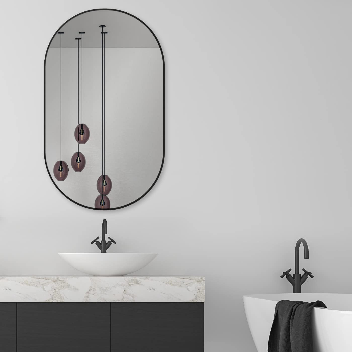 ApeJoy vanity mirror oval 45x75cm, wall mirror