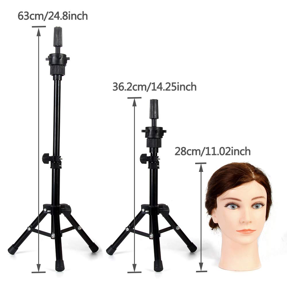 Neverland Wig Stand, Doll Head Stand for Hairdressers Practice Head Stand for Dolls Head Holder Styling Head Mannequin Head with Carry Bag Wig Head Holder Black
